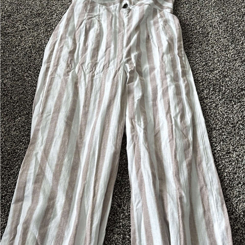 Free People Checkered Wide-Leg Pants in Brown and White